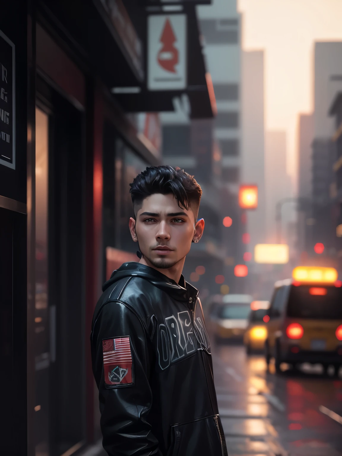 Change background, cyberpunk, handsome boy, realistic face,ultra realistic,8k
