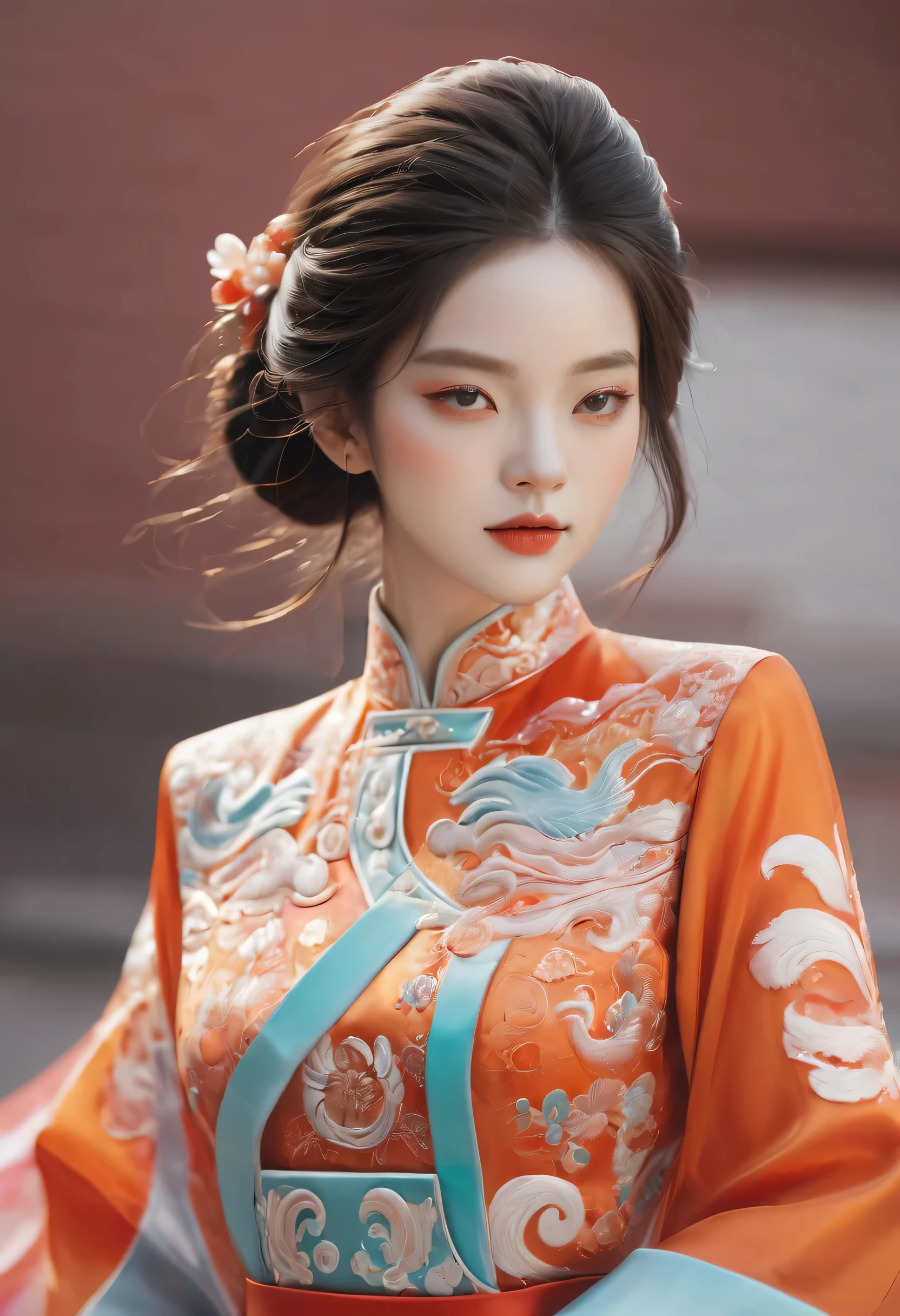 Draw an embroidery work,dragon embroidery,Chinese clothing design,Silk fabric,Symmetrical style