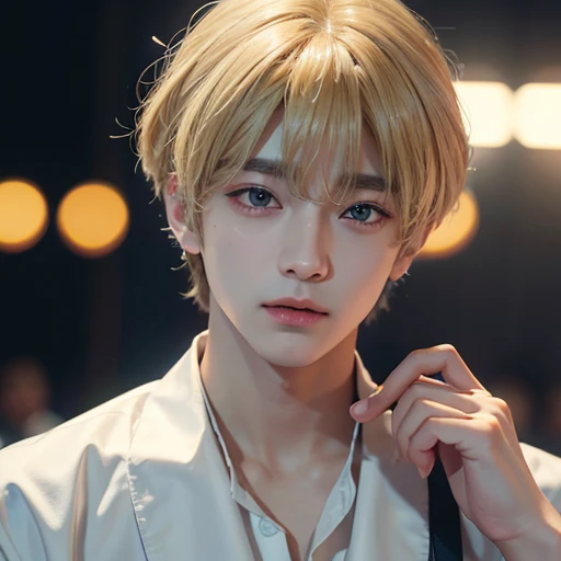 Taehyung of BTS, gentle features, blonde hair, hd, 8K, high quality