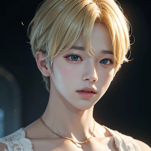 Jimin of BTS, gentle features, blonde hair, hd, 8K, high quality
