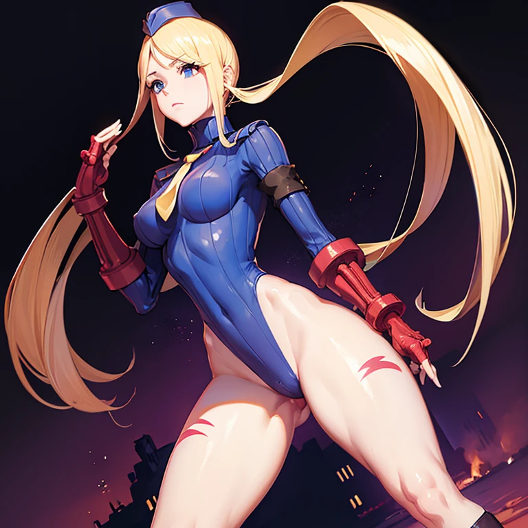 ultra-detailed, Explicit, Beautiful body, Beautiful Nose, Beautiful character design, perfect eyes, perfect face, ultra highres, 4K, beautiful legs, perfect legs, Nice hands, Perfect hand, Masterpiece, Best Quality, Highly detailed, illustration, absurdres, perfect anatomy, street fighter, doll suit, shadaloo doll, dollsuit, girls, multiple girls, expressionless, blank eyes, looking at viewer, red gloves, emotionless, black latex, corrution, mind control, female combatant, full body, hypnotized, unhappy trance, full body suit, ribbed bodysuit, both arms at side, obey, perfect female body, extremely glossy latex, hypnosis, hypnoLora, empty eyes, Mind control device, poses, submissive_pose, Slave, hat, necktie, stand up straight, standing, standing at attention, hat, necktie, latex, ribbed bodysuit, thighhighs, garter belt, Fighting Stance, military, thigh boots, 1girl, Solo, Nui Harime, kill la kill, blonde hair, twin tails, very long hair, blue eyes, drill hair, blindfold