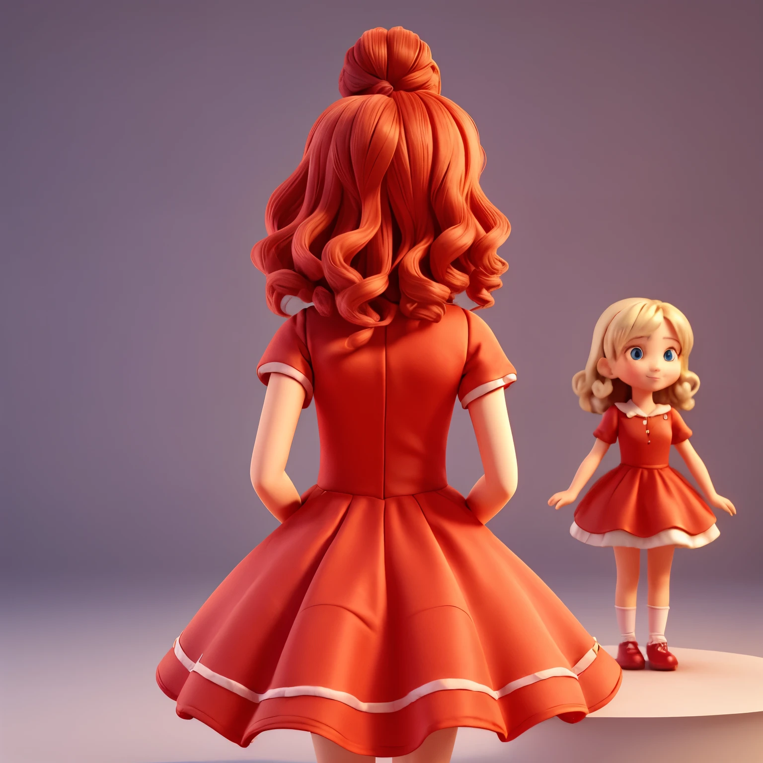 Hig colitis, back ground, lovely copel, red frock, 3D