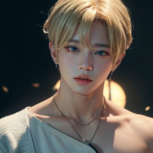 Jimin of BTS, gentle features, blonde hair, hd, 8K, high quality