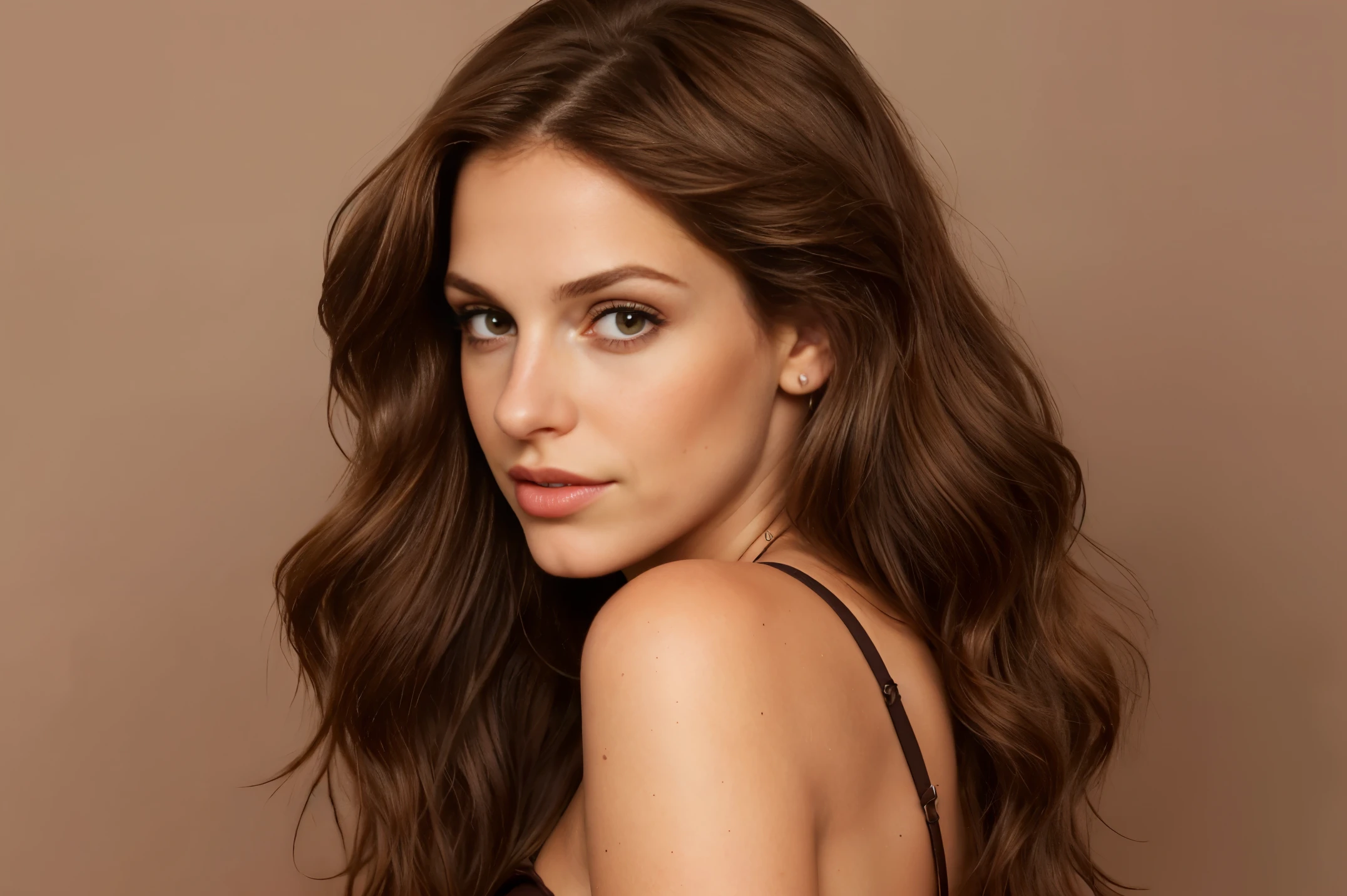 1mujer, (realista:1), brown hair, Cabello largo, ojos negros, feliz, sexy, cuerpo completo en sujetador sexy color rojo