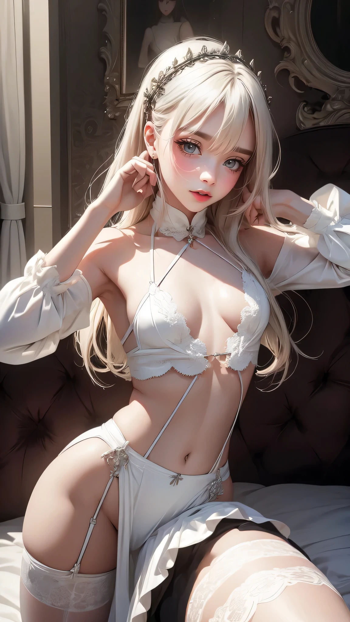 (random sexy pose:1.8),(White Gothic Lolita Dress:1.2),super dense skin,(Thin type:1.8),beautiful breasts,(flat chest:1.8), white skin, pointed chest, erect nipples,(twin drill),(super thin hair), (super soft hair), (ultra straight hair),dull bangs, (movie-like scene, fantasy art, best image quality, hyperrealistic portrait, (8K), surreal, 最high quality, high quality, High resolution, fine texture, high detail, beautiful details, Detailed, Highly detailed CG, Detailedテクスチャー, realistic facial expression, masterpiece, before, dynamic, bold)