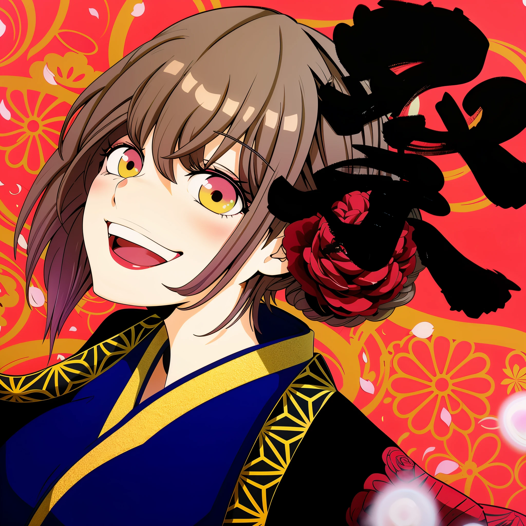 anime girl with flowers and red roses in hair, Okita Sougo, inspired by Takehisa Yumeji, Anime portrait of Ringo Shiina, inspired by Kose Kanaoka, inspired by Nishikawa Sukenobu, shuushuu anime image, sougo okita, Inspired by Takanobu Fujiwara