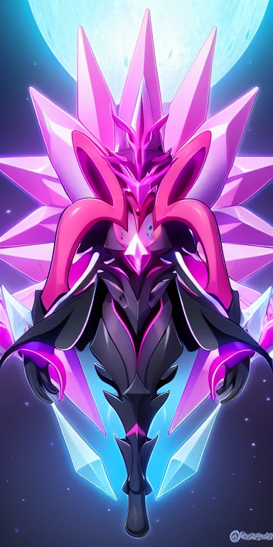 full body anime picture of a crystalinne monster , black crystal , crystal armor , parasitic