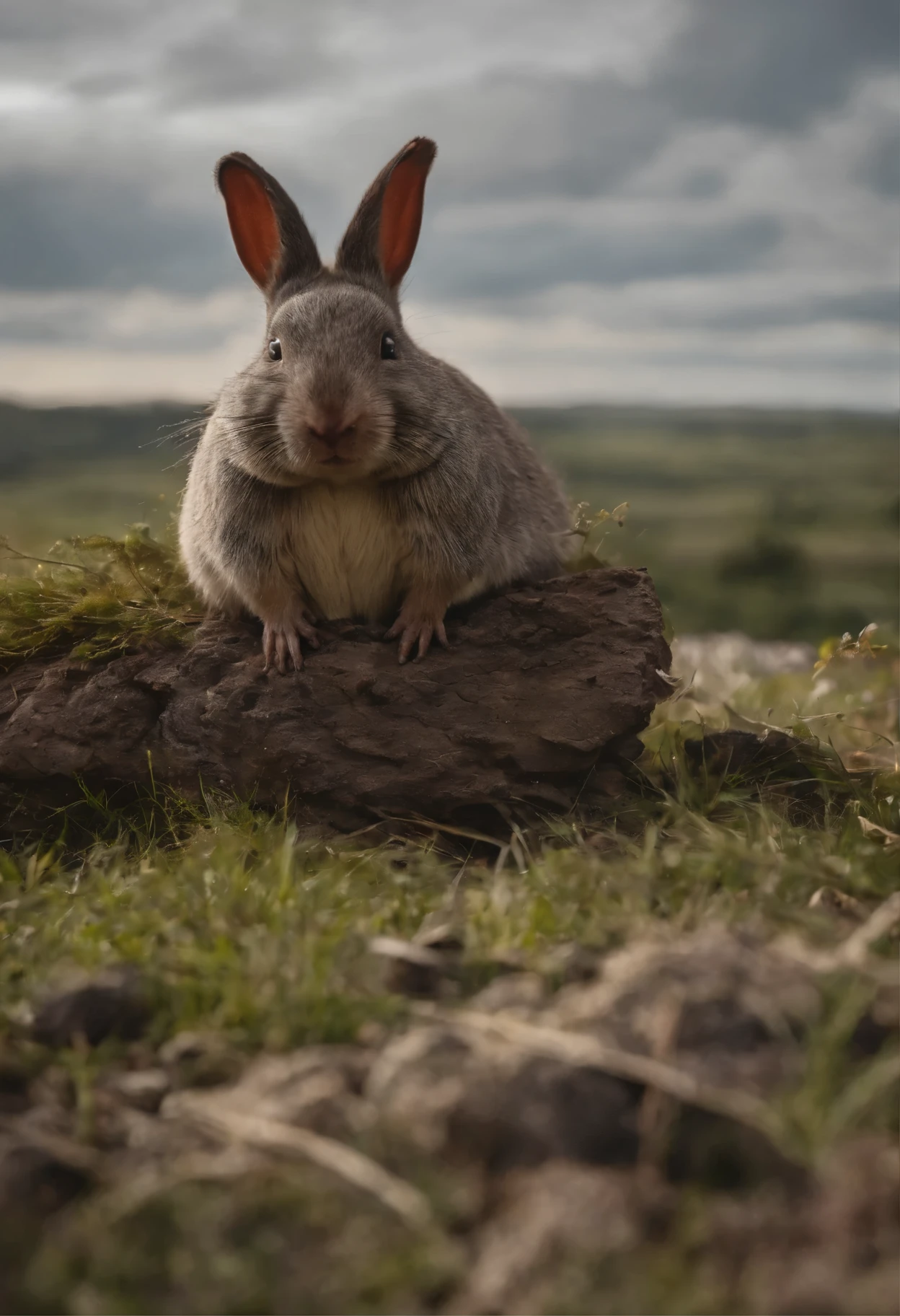 here is a small animal, Standing on a rock, happy big chungus, big chungus, big chungus meme, chinchilla animal, smear, with pointed ears, Fat hedgehog beetles, big chungus boss, It looks very stupid, Half hedgehog, Totoro looks like a hedgehog from real life