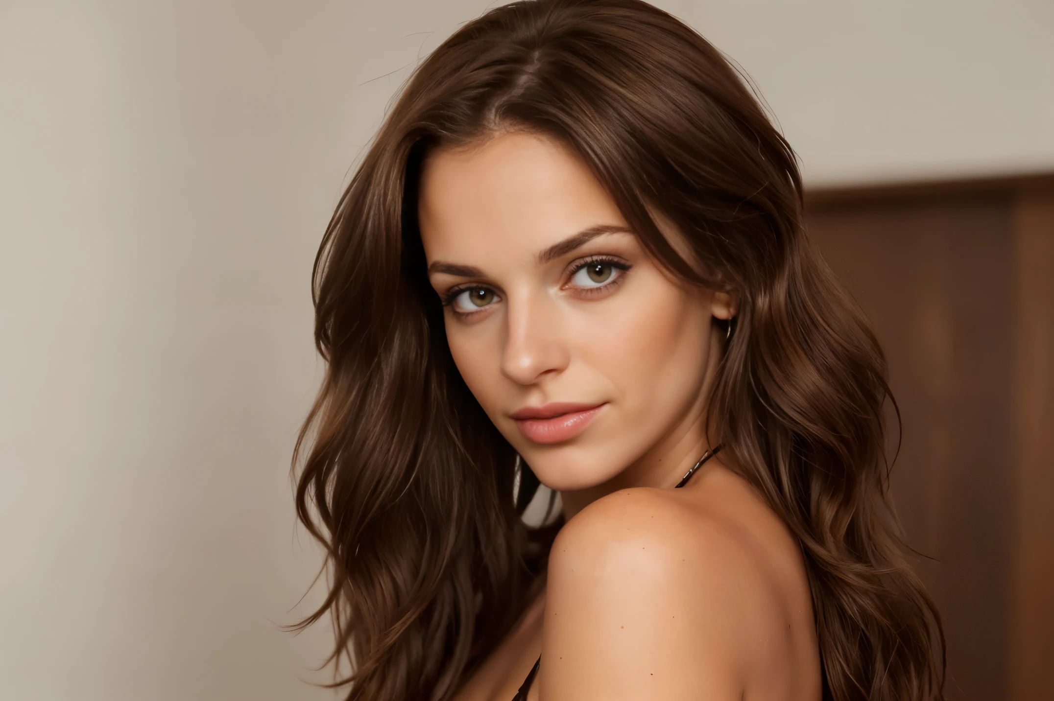 (1girl), C-cups , (realistic, photo-realistic) naked, milf, A 26-year-old Lebanon professional woman with her hair down