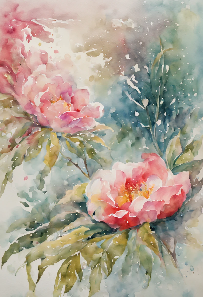 (best quality,highres),(watercolor,watercolor painting),(vibrant colors,rich colors),(floral,flowers),(delicate details),(soft,gentle texture),(light and airy),(nature,plants),(blooming,blossoming),(botanical,floral arrangements),(translucent petals),(organic,flowing shapes),(loose brushstrokes),(harmonious,color palette),(splashes of color),(lush foliage),(dewdrops on petals),(natural light),(serene atmosphere),(graceful,graceful composition),(elegant,elegant beauty),(peaceful,calm scenery),(tranquil,truly tranquil),(dreamy,dreamy ambiance)