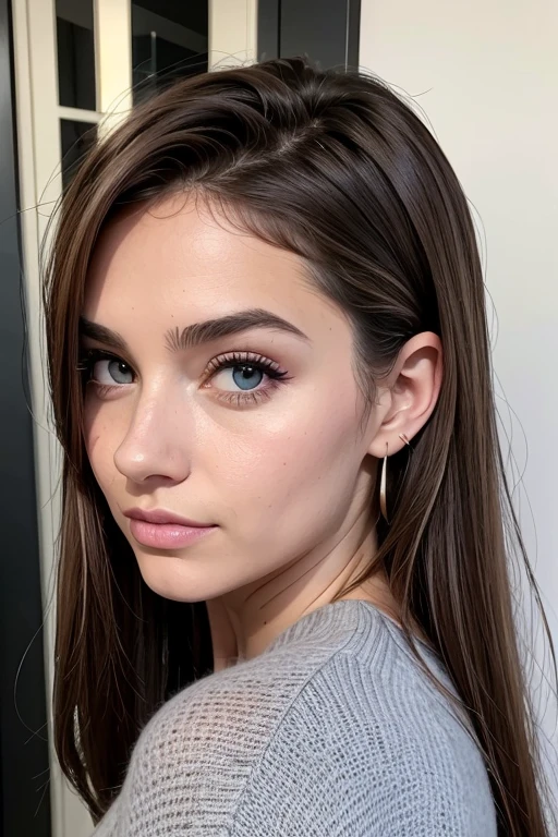 Belle fille, Marron_eyeeautiful mince adolescente de 18 ans, cheveux color [Brown highlights cheveux], [Pixie undercut] cheveux)), boucles d’oreilles, lèvres, Réaliste, taille étroite, charmant, pink lèvrestick, maquillage coloré, Cils longs, boucles d’oreilles, porter de l’eye-liner, peau claire, (mignon), (face détaillée), Yeux détaillés, Iris détaillé, corp magnifique, corps athlétique, abdominaux prononcés sur l&#39, pied ,à quatre patte 