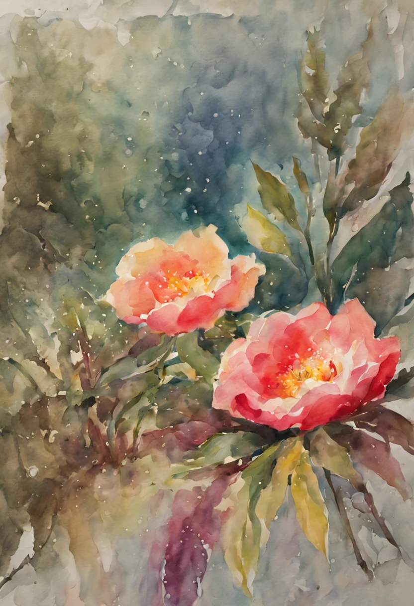 (best quality,highres),(watercolor,watercolor painting),(vibrant colors,rich colors),(floral,flowers),(delicate details),(soft,gentle texture),(light and airy),(nature,plants),(blooming,blossoming),(botanical,floral arrangements),(translucent petals),(organic,flowing shapes),(loose brushstrokes),(harmonious,color palette),(splashes of color),(lush foliage),(dewdrops on petals),(natural light),(serene atmosphere),(graceful,graceful composition),(elegant,elegant beauty),(peaceful,calm scenery),(tranquil,truly tranquil),(dreamy,dreamy ambiance)