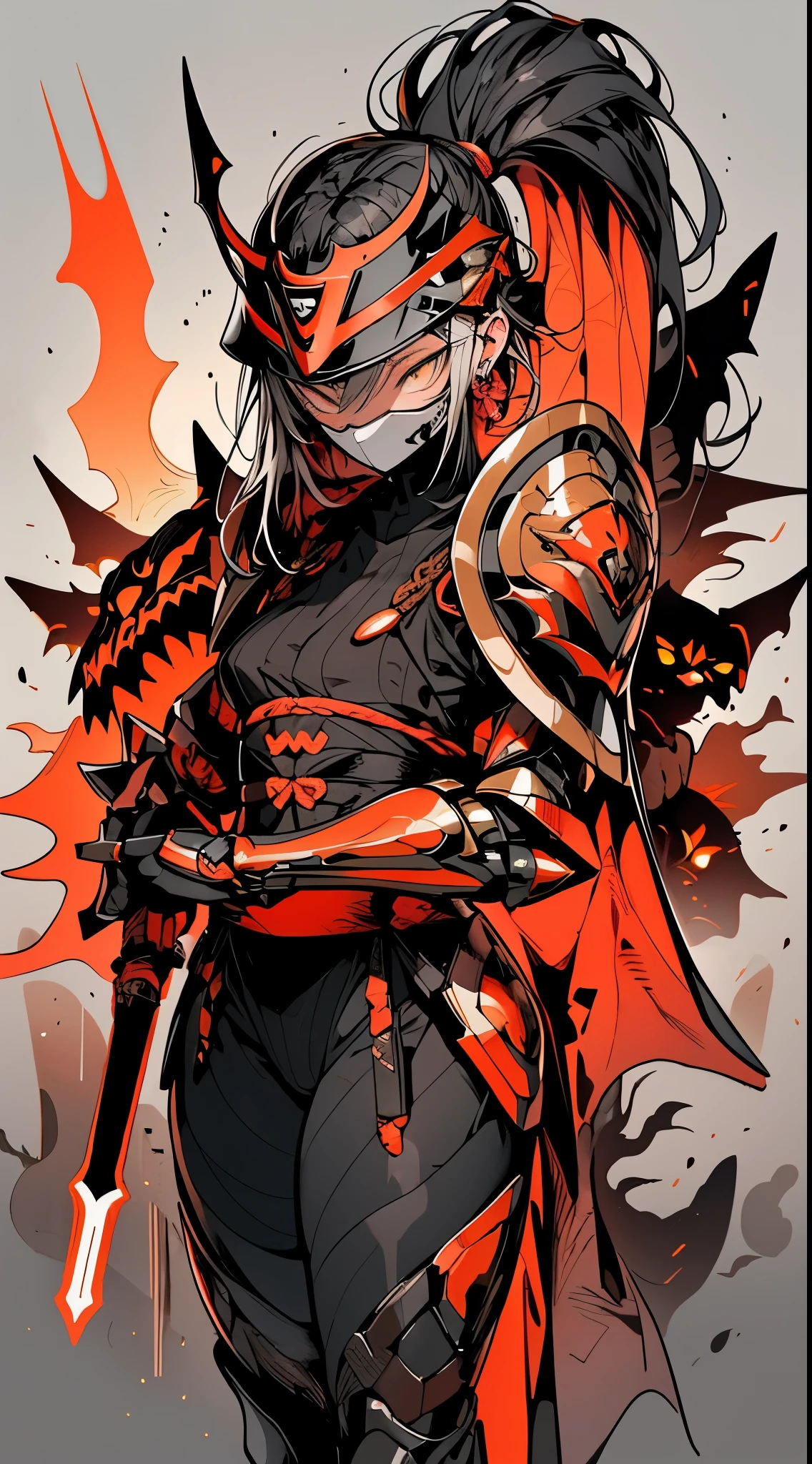 evil female character surrounded by fire, (official art,unity 8k wallpaper,ultra detailed,High quality,best quality), (zentangle, mandala, tangle, entangle:0.8),(red, black),(flat color:0.6),limited palette,low contrast,(1evil character:1.2),solo,serafuku,long straight black hair,(lycoris flower:1.3),(goat skull:1.1),(horror),(gloomy),blood,(gasmask:1.2),