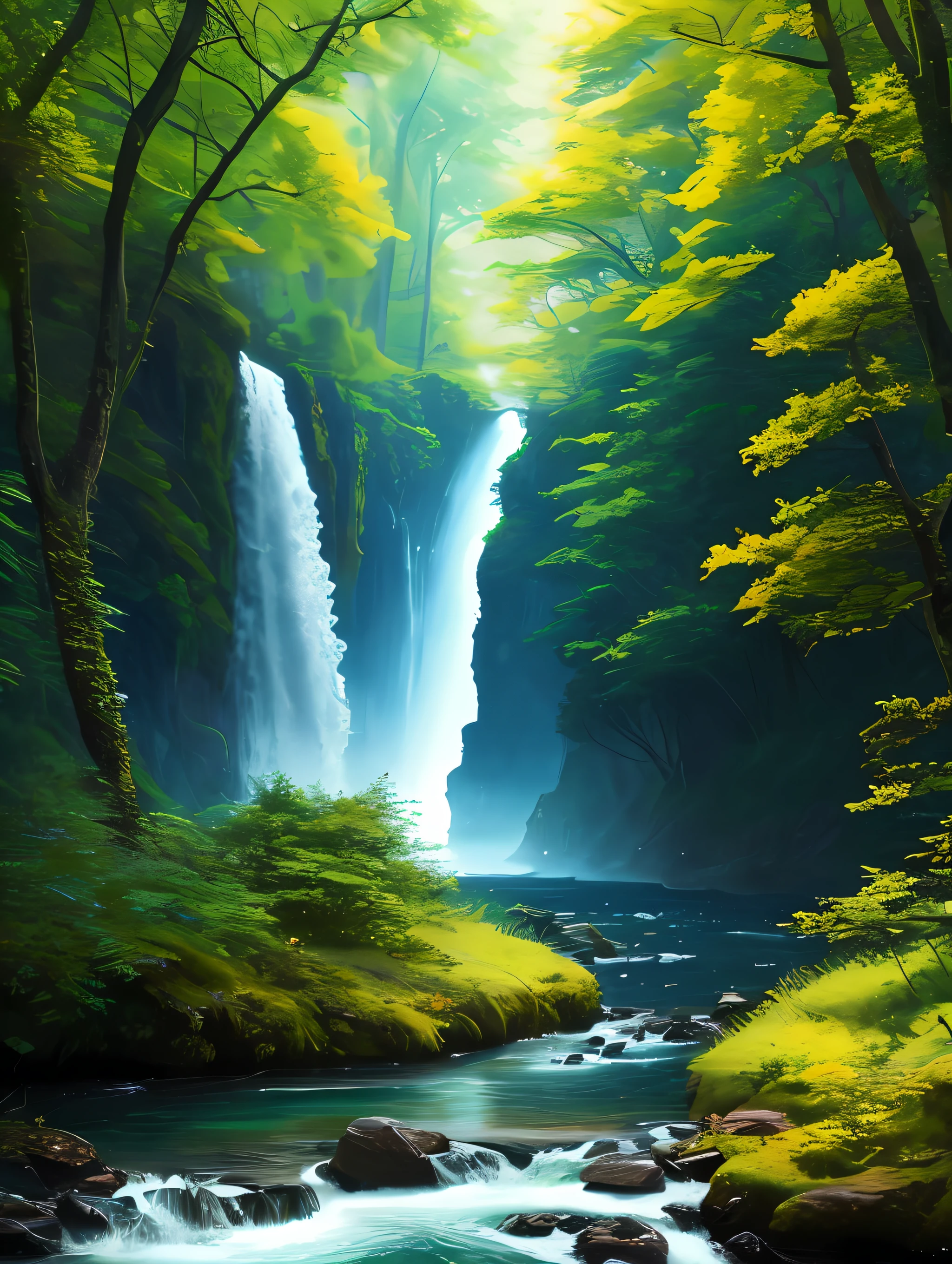 masterpiece, best quality, high quality,Very detailed CG unity 8k wallpaper, Charming and dreamy foreground scene of a sailing ship on the narrow Forestry river in a fantasy forest, There are towering trees, Hidden Fairy Canyon, Create a sense of mystery and enchantment, art station, complex, trend, Award-winning photography, Bokeh, depth of field, human development report, bloom, Color difference ,lifelike,Very detailed, trend on art station, trend on CGsociety, complex, high detail, dramatic, midway art