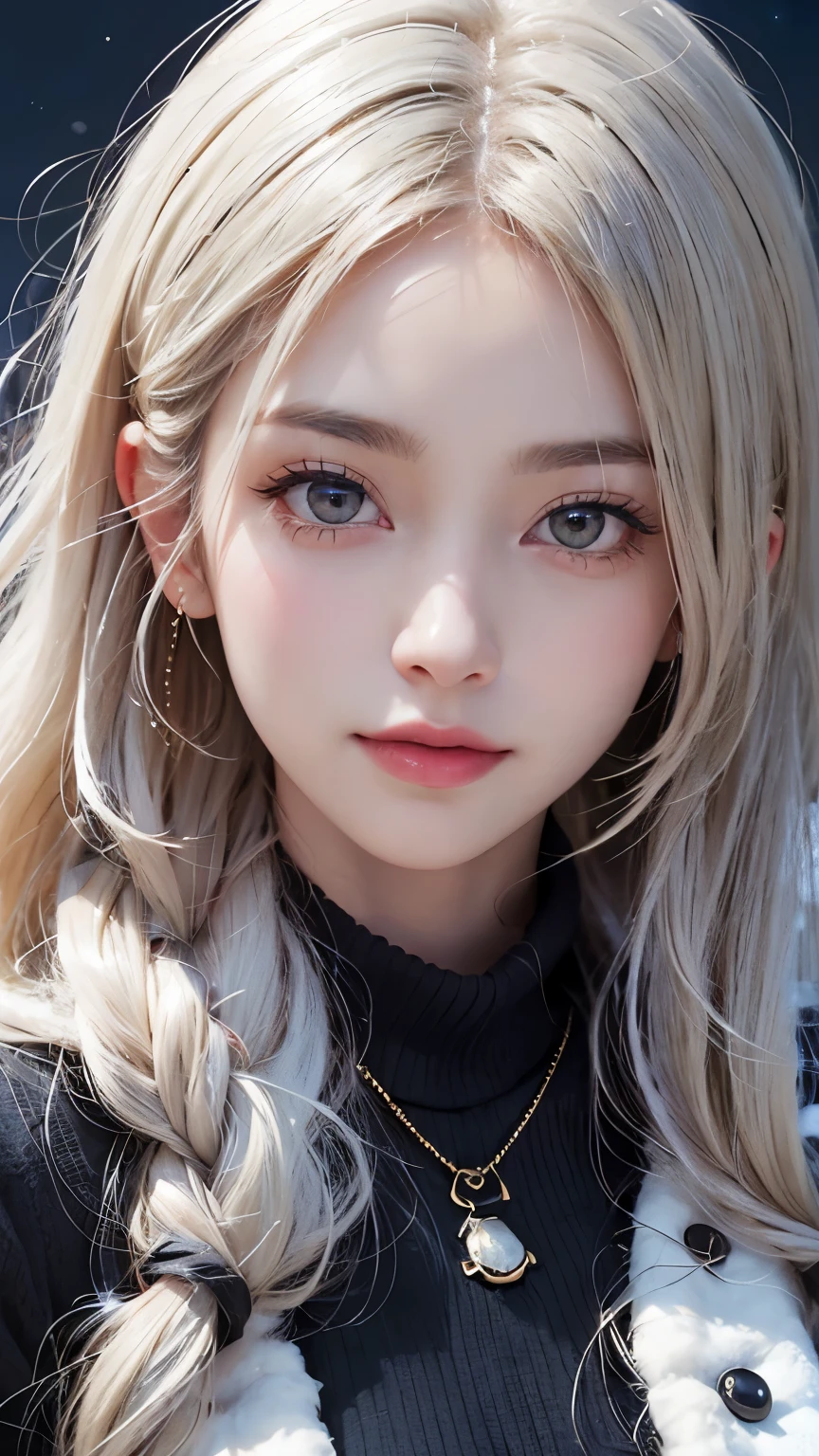 A close up of a person with long hair and a necklace - SeaArt AI