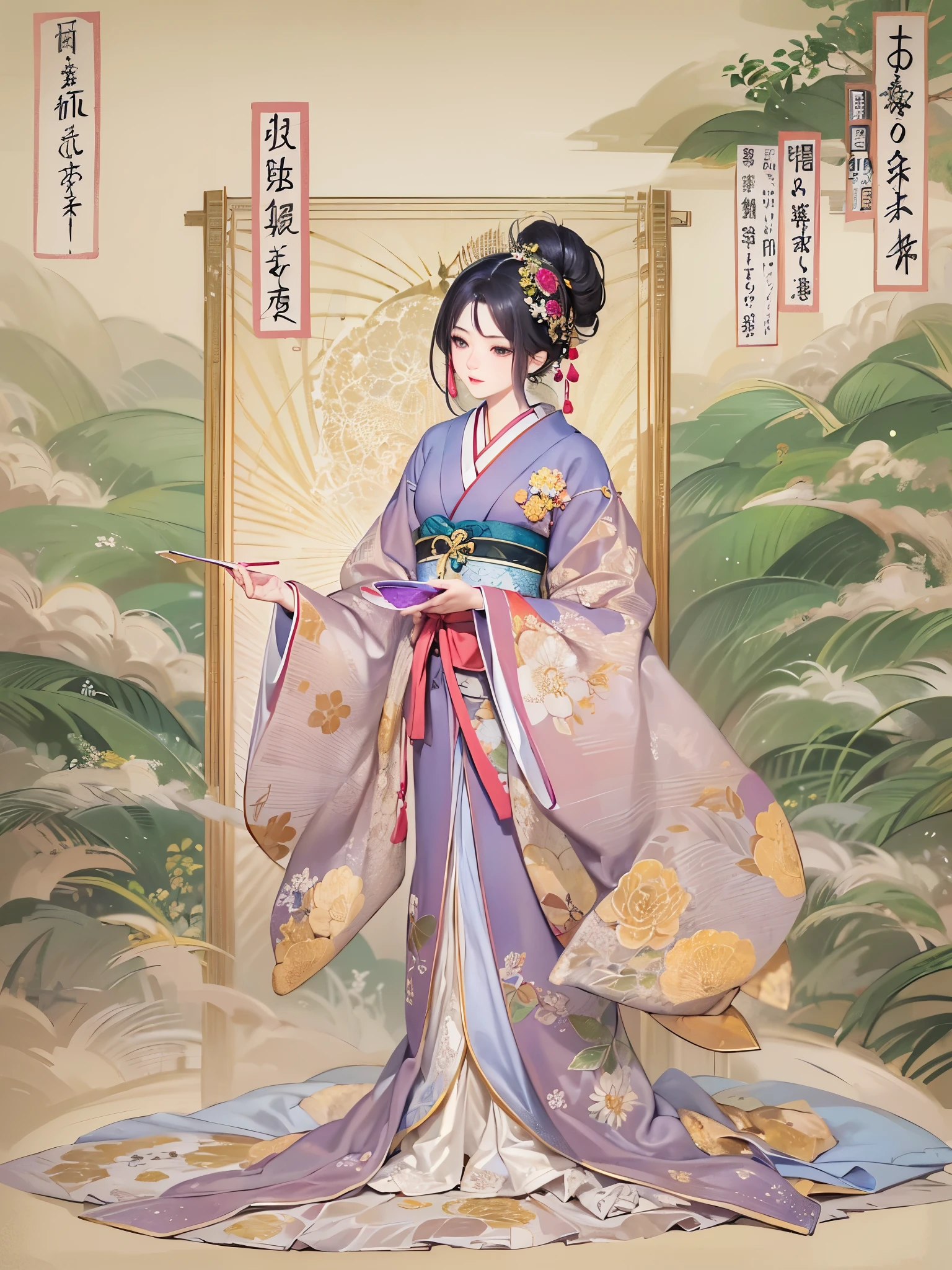 ((highest quality)),(ultra high resolution),(Super detailed),(detailed description),((best CG)),(best work of art),super precision art,great drawing art,(Japanese-style art with precise details:1.5),Heian Emaki:1.7, (1 woman:1.6),court poet:1.5,gentle smile:1.6, (Beautiful 12 hite drawn in precise detail:1.8), censer:1.4,