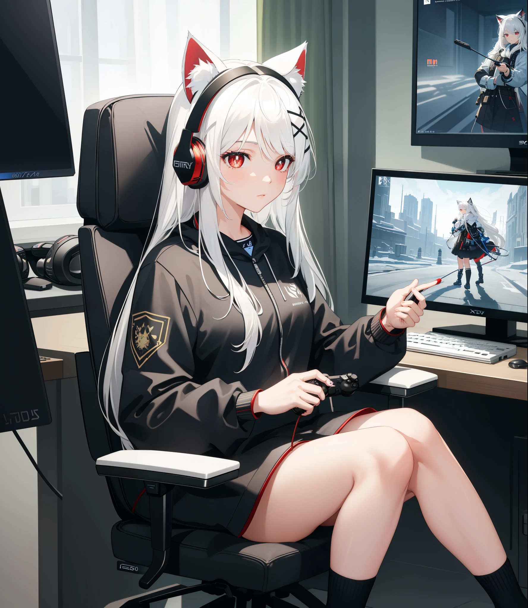 w(Arknights),Sitting on a chair(Crossing your legs),Looking down on me,Eyes like a sadist