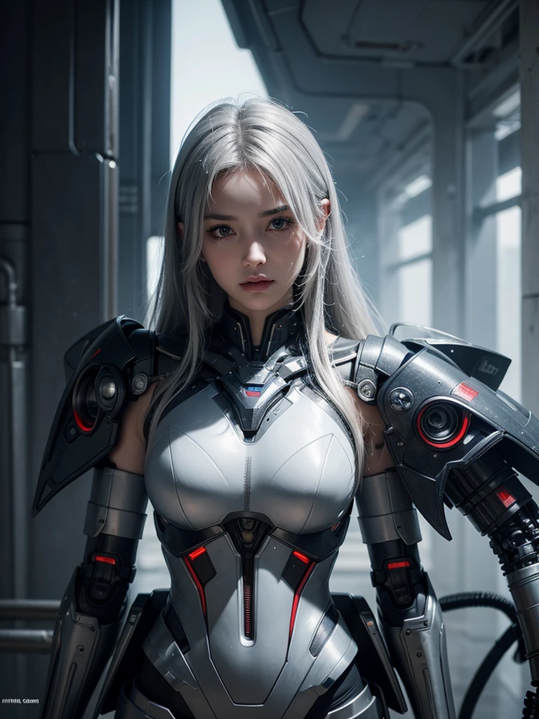 Young 18 years old Cyberpunk girl posing on a motorcycle, cute cyborg girl, beautiful white gold girl cyborg, wlop. scifi, oppai cyberpunk, perfect android girl, beautiful girl cyborg, perfect anime cyborg woman, smooth digital concept art, girl in mecha cyber armor, gynoid cyborg body, cyberpunk anime girl mech, cyborg girl, holding bazoka on her hand, ultra detile, bright skin