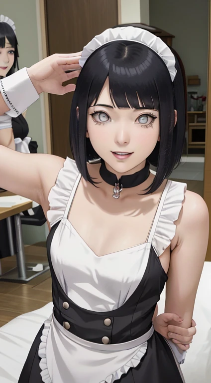 three sexy women in maid outfits posing for a picture, ecchi, anime maids riding early tanks, ecchi anime style, oppai, ecchi style, kantai collection style, anime girls, maid outfit, kancolle, small curvy loli, anime maid nazi ss military, top rated on pixiv, idolmaster, popular on pixiv, hololive