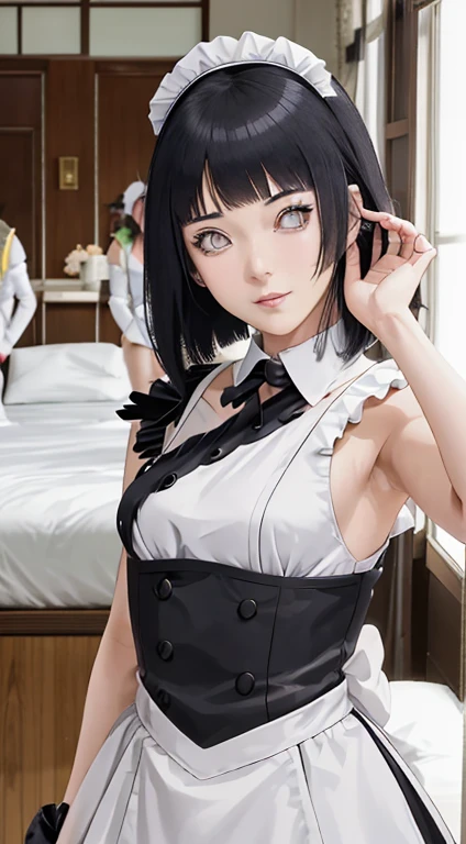three sexy women in maid outfits posing for a picture, ecchi, anime maids riding early tanks, ecchi anime style, oppai, ecchi style, kantai collection style, anime girls, maid outfit, kancolle, small curvy loli, anime maid nazi ss military, top rated on pixiv, idolmaster, popular on pixiv, hololive