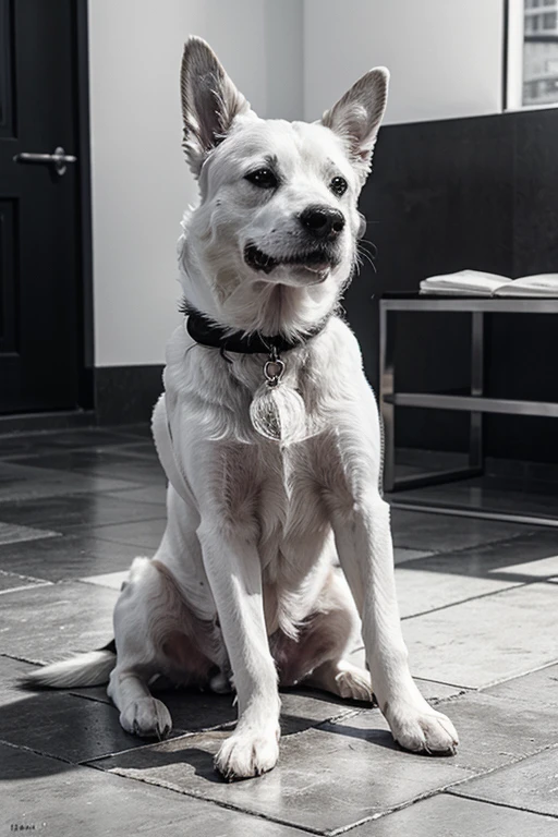 silueta de perro aullando. kineas simples. blanco y negro