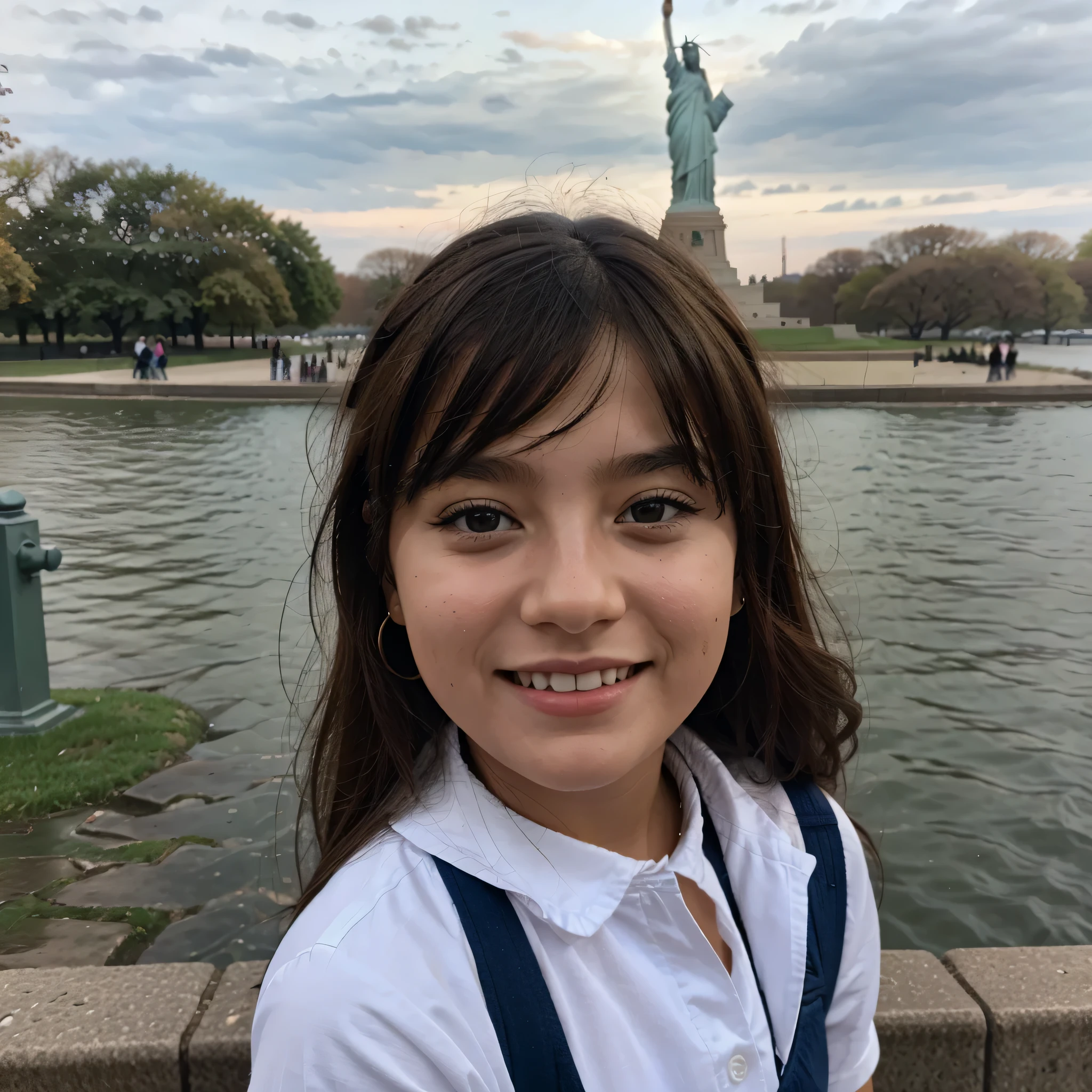 same girl on liberty island new york