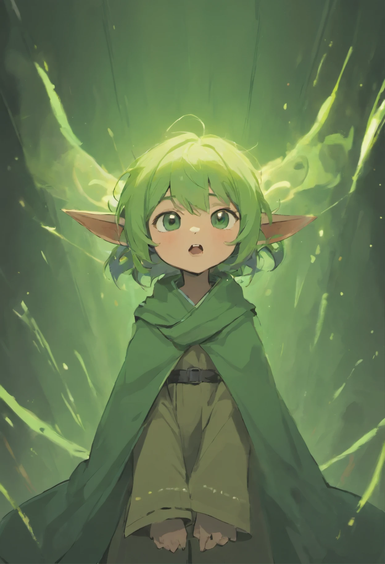 Close-up of Baby Yoda wearing a scarf., greta thunberg as Gollum, Pouting gaze :: octane number, portrait of an elf, photo of demon Gollum, Gollum, donald trump as Gollum, Portrait of a Goblin, Yoda Fantasy Art Portrait, charming digital painting, portrait of a gnome called eldon, Cheburashka