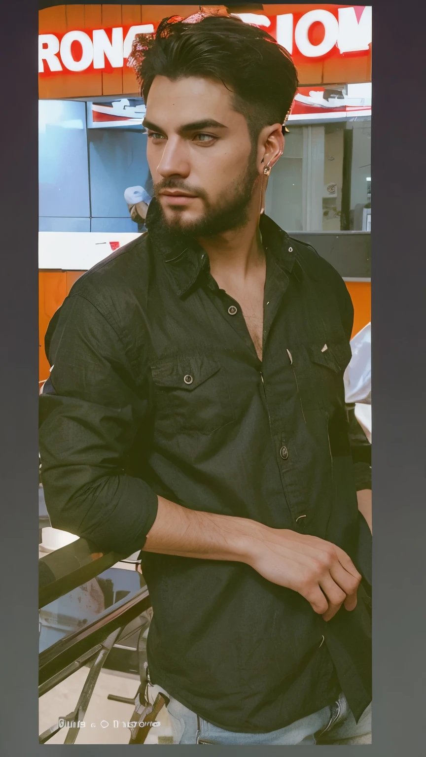 Change background handsome realistic face cyberpunk