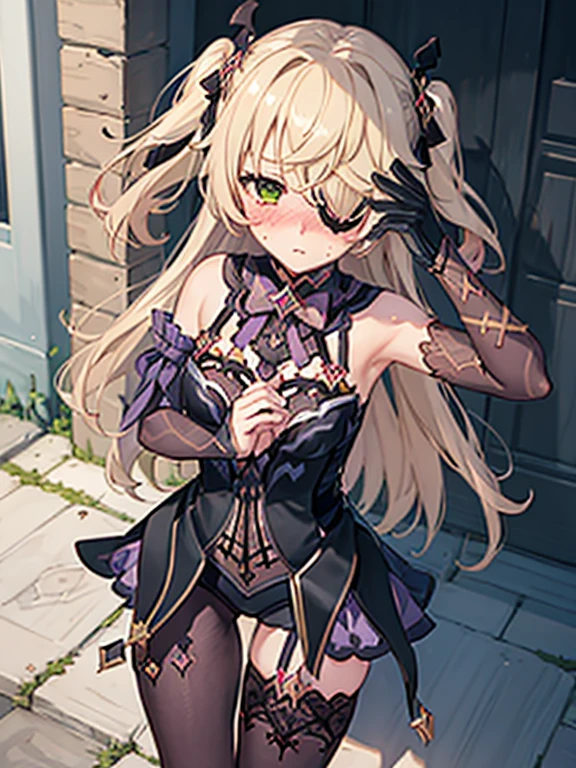 1girl, raven, oz, embarrased, shocked, heavy blushing, blushing, peaking through fingers, hands covering_face, (hakari_blush:1.8), (blush:1.5)