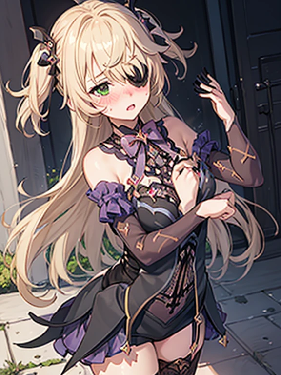 1girl, raven, oz, embarrased, shocked, heavy blushing, blushing, peaking through fingers, hands covering_face, (hakari_blush:1.8), (blush:1.5)