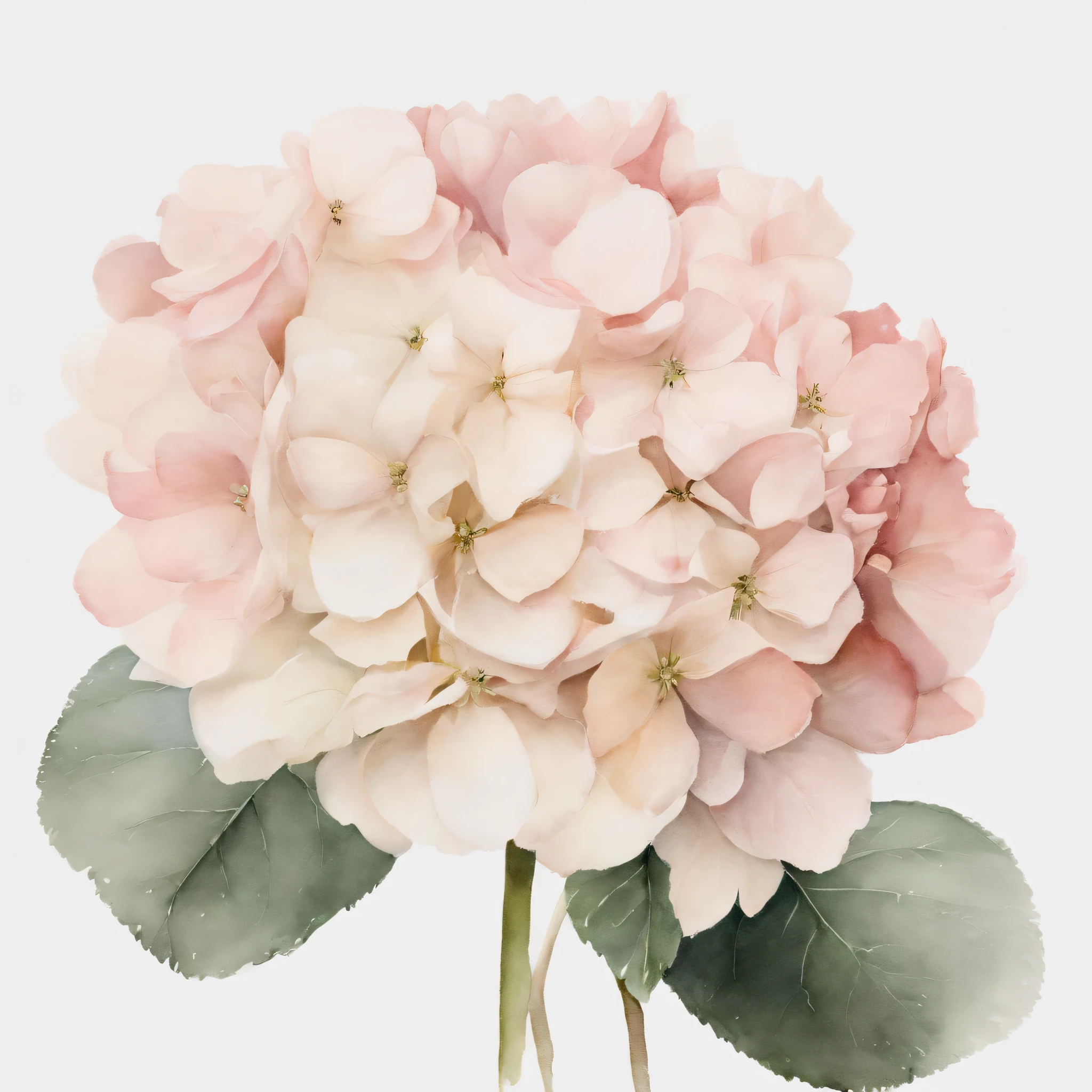 Watercolor flower painting isolated on white background、watercolor paiting、Splash technique to reproduce wet conditions、Blurry atmosphere、Unique composition、Abstract representation、Contains elements of surrealism、Pale tones、Pale pink and gold color scheme、high resolution details、Ink splash effect、Pale colors。