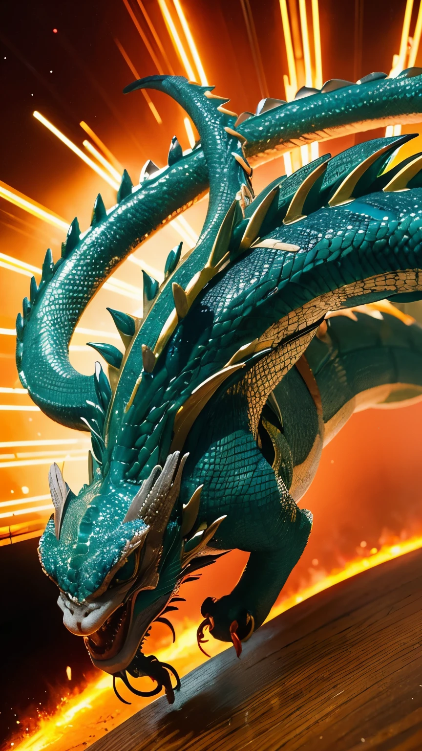 masterpiece glowing shiny gyarados pokemon satue on the city at night ,the scales made from shiny metal,ultra realistic picture wonderfull sight