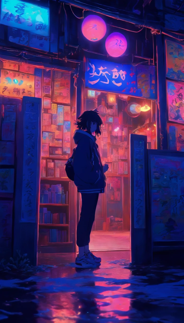 Night scene lighting black light room, hyper HD, correct, textured scenery, Super detail, High details, High quality, High resolution, 8K, hyper HD, Textured scenery, Super detail, High details, High quality, Best quality, 8K, Leishnampo, Room 2, Horror.