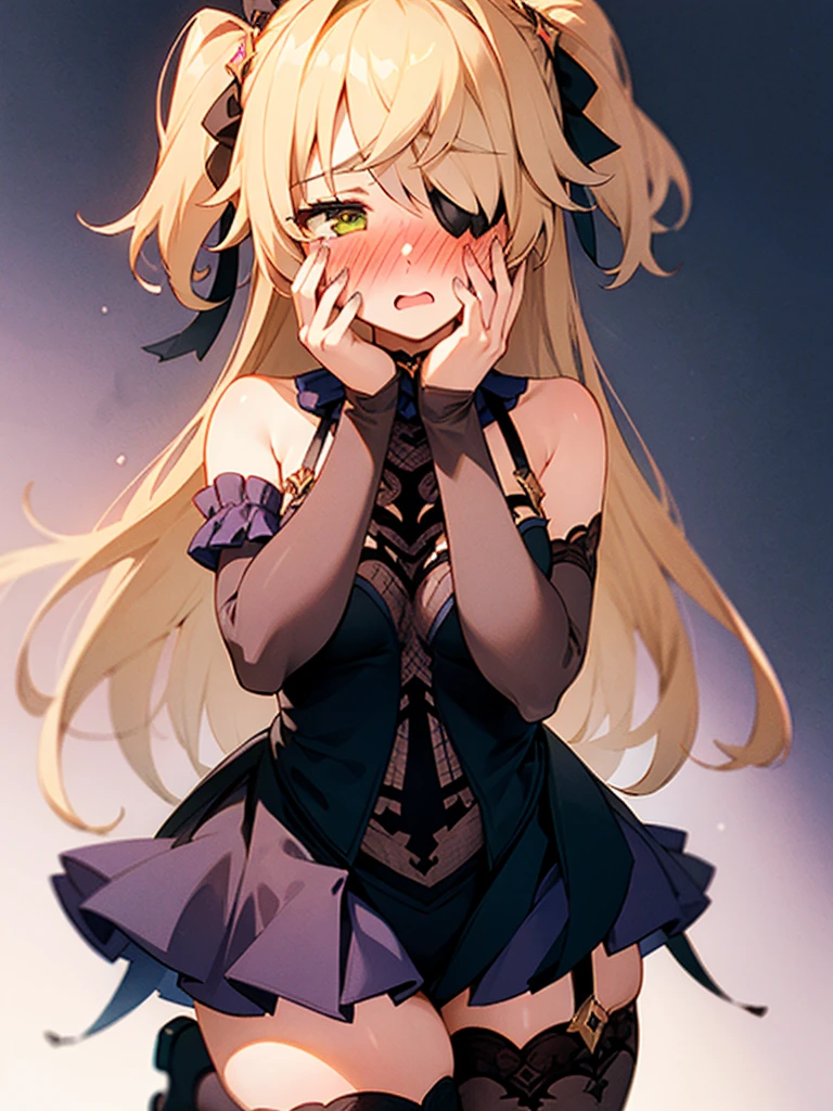 1girl, oz, embarrased, shocked, full body, heavy blushing, mouth open, blushing, peaking through fingers, hands covering_face, (blush:1.6)