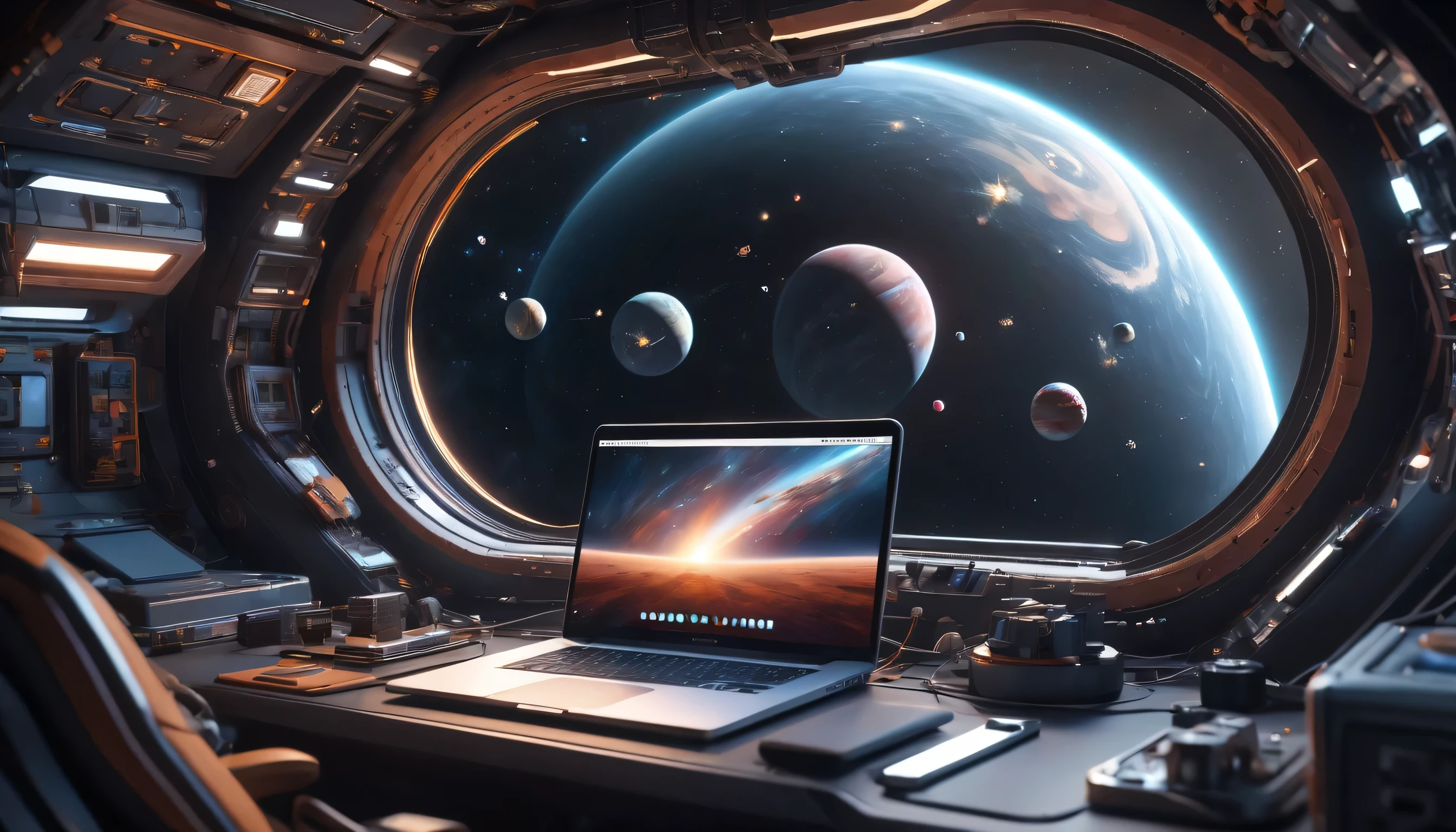 一艘在太空中携带笔记本的universe飞船, Very narrow bezel screen, Black hole vortex sucks in surrounding objects, universe, planet, universe飞船, galaxy, High detail scenes, animation style rendering, High fidelity art style, High detail composition, 3d 4k beautiful composition, artistic, Spring vibration, bottom corner, Blurry dream-like illustration, great setup, The art of math, High-fidelity aesthetics,movie scene, movie shot, Cinema lighting, Volumetric lighting, Super detailed, Very detailed, Super detailed, actual, ultra-actual, hyperactual, HD, giant screen, 8K resolution, super resolution, sharp focus, Gorgeous, best quality, masterpiece,