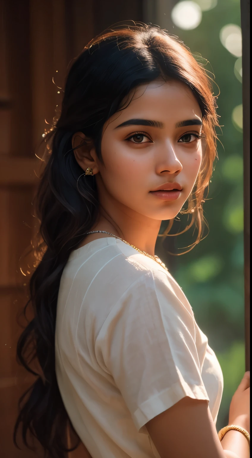 young Indian girl, 18-year-old, red half skirt and white cotton tops, gentle lighting, intricate facial details, flawless complexion, top-notch, hyper-realistic, sittiing on college steps. photorealistic digital art trending on Artstation 8k HD high definition detailed realistic, detailed, skin texture, hyper detailed, realistic skin texture, armature, best quality, ultra high res, (photorealistic:1.4),, high resolution, detailed, raw photo, 400 camera f1.6 lens rich colors hyper realistic lifelike texture dramatic lighting unrealengine trending on artstation cinestill 800