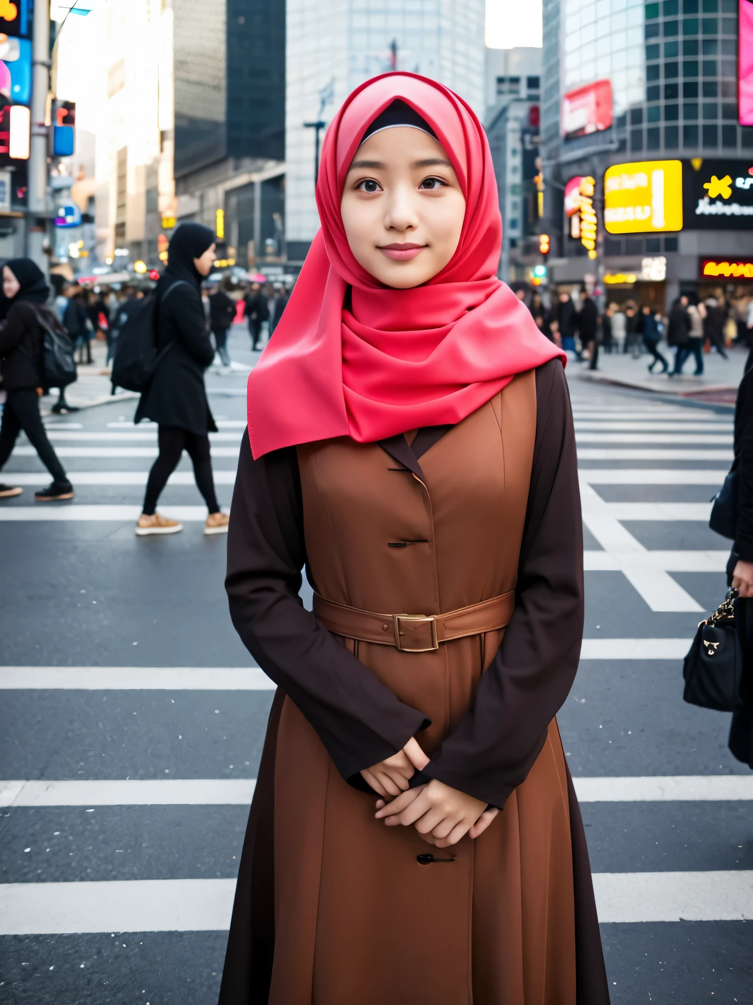 hijab, dress, shibuya crossing