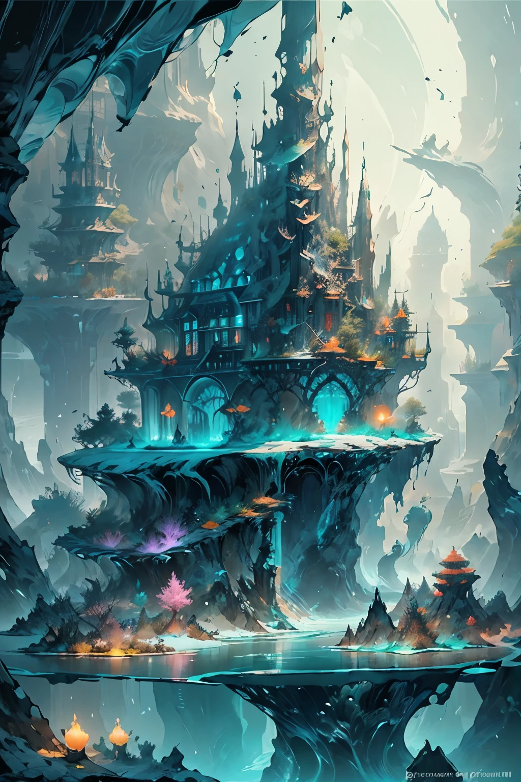 futuristic underwater city with lots of fish Dolphins, lots of gold beautiful colors, detail Best quality, realistic, award-winning illustration in color, (fine detail) (Masterpiece)