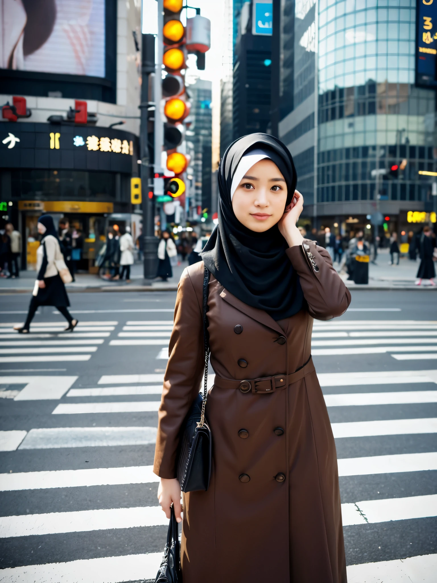 hijab, dress, shibuya crossing