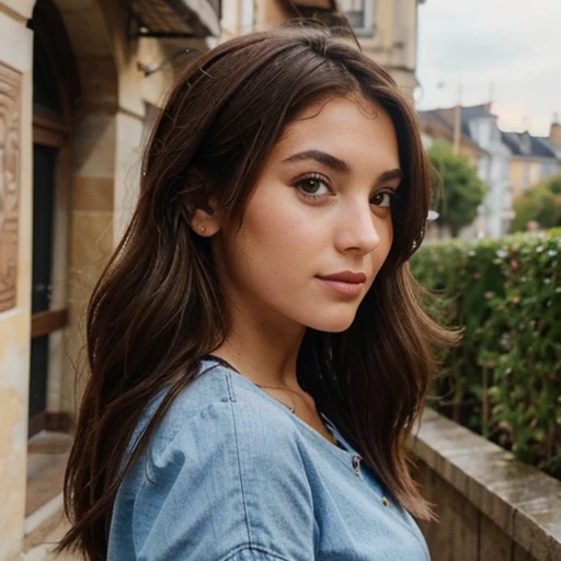 Fille brune reaslite photo de profil pour Instagram vue de plus loin