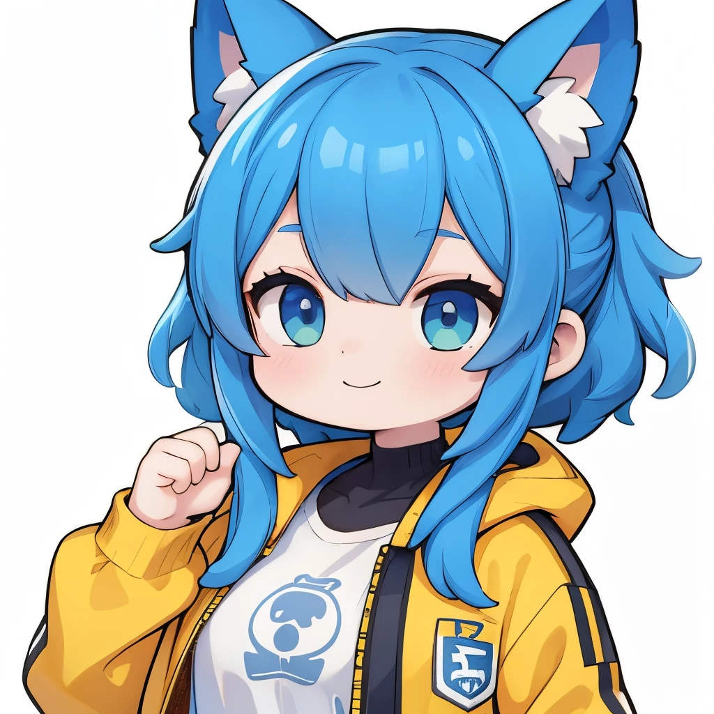 Color Dick 0n Icon, ik1, 1 girl, smile, yellow jacket, cartoon bones,