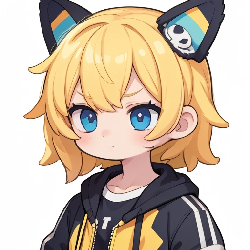 Color Dick 0n Icon, ik1, 1 girl, troubled face, yellow jacket, cartoon bones,