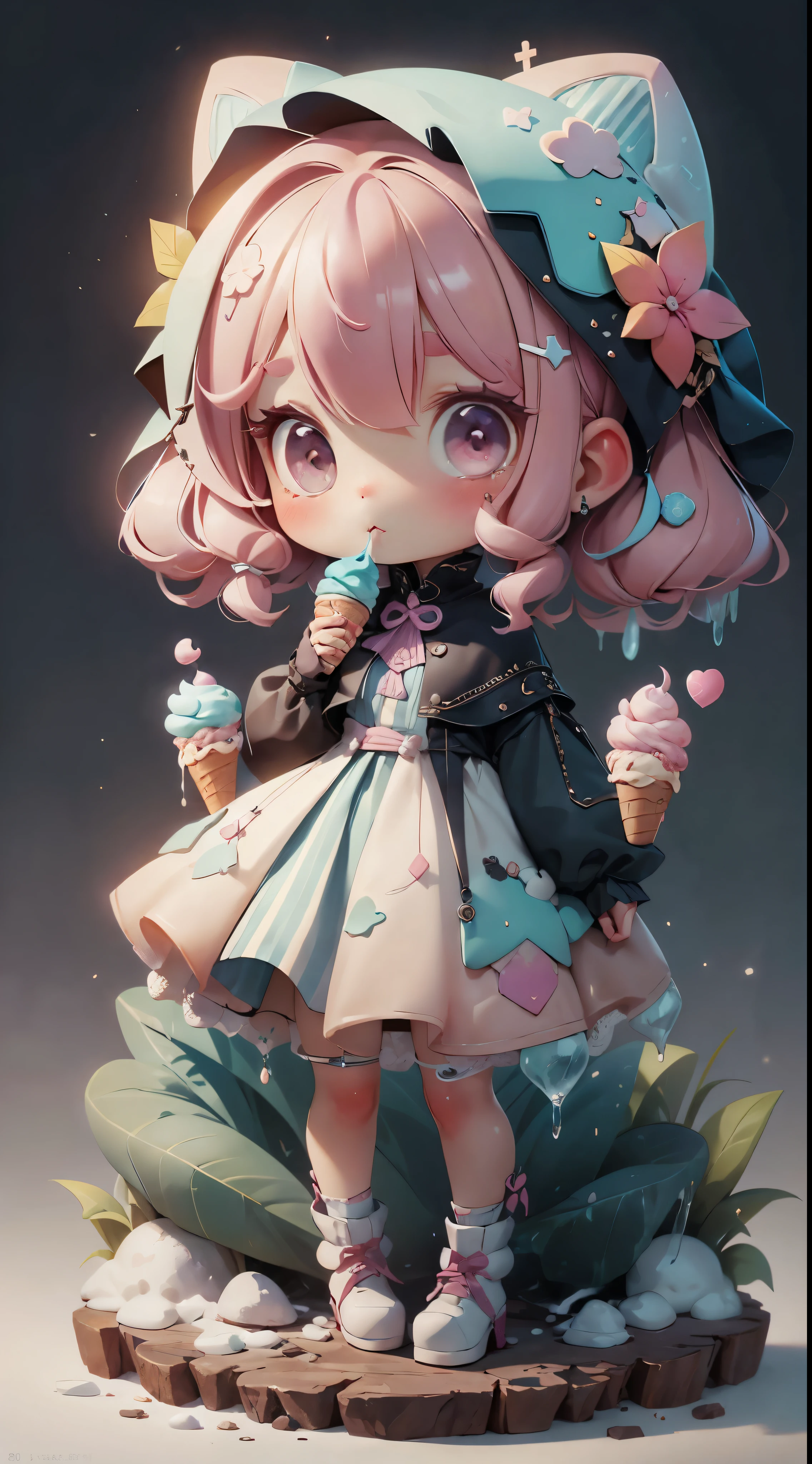 plastican00d, 1boys, tchibi,Purple hair, Luxury fabrics,Republican style, dither, Ice cream texture,Profound, looking at viewert, Striped background