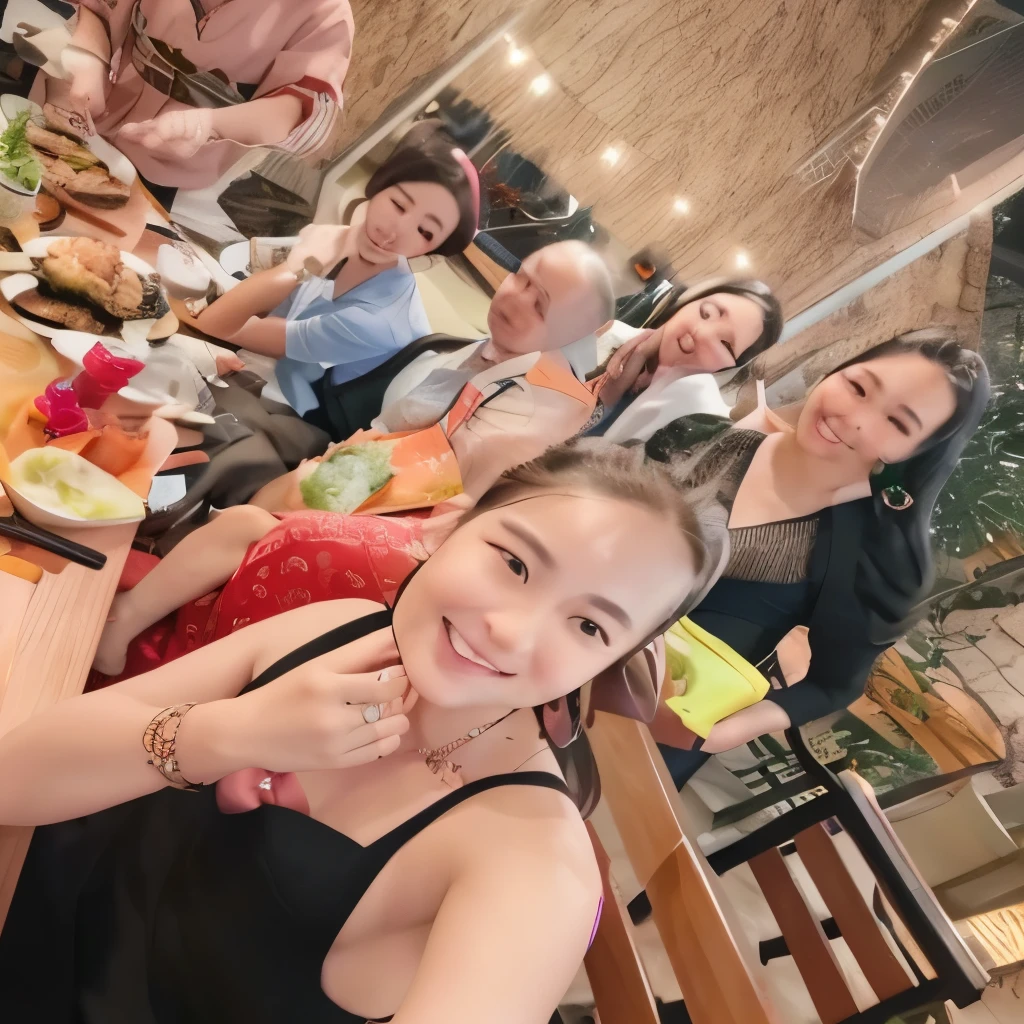 there are many people sitting at a table together at a restaurant, profile image, 🤬 🤮 💕 🎀, profile picture, dang my linh, photo taken in 2 0 2 0, family dinner, group photo, in style of lam manh, having a great time, everyone having fun, non blurry, profile pic, hoang lap, not blurry