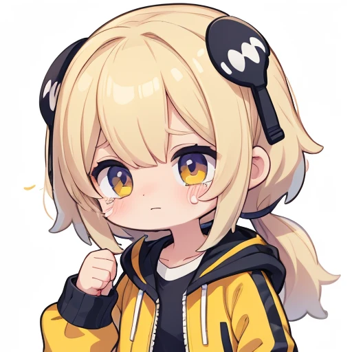 Color Dick 0n Icon, ik1, 1 girl, crying face, yellow jacket, cartoon bones,