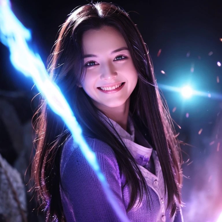 purple eyes, Ghost fire, smile