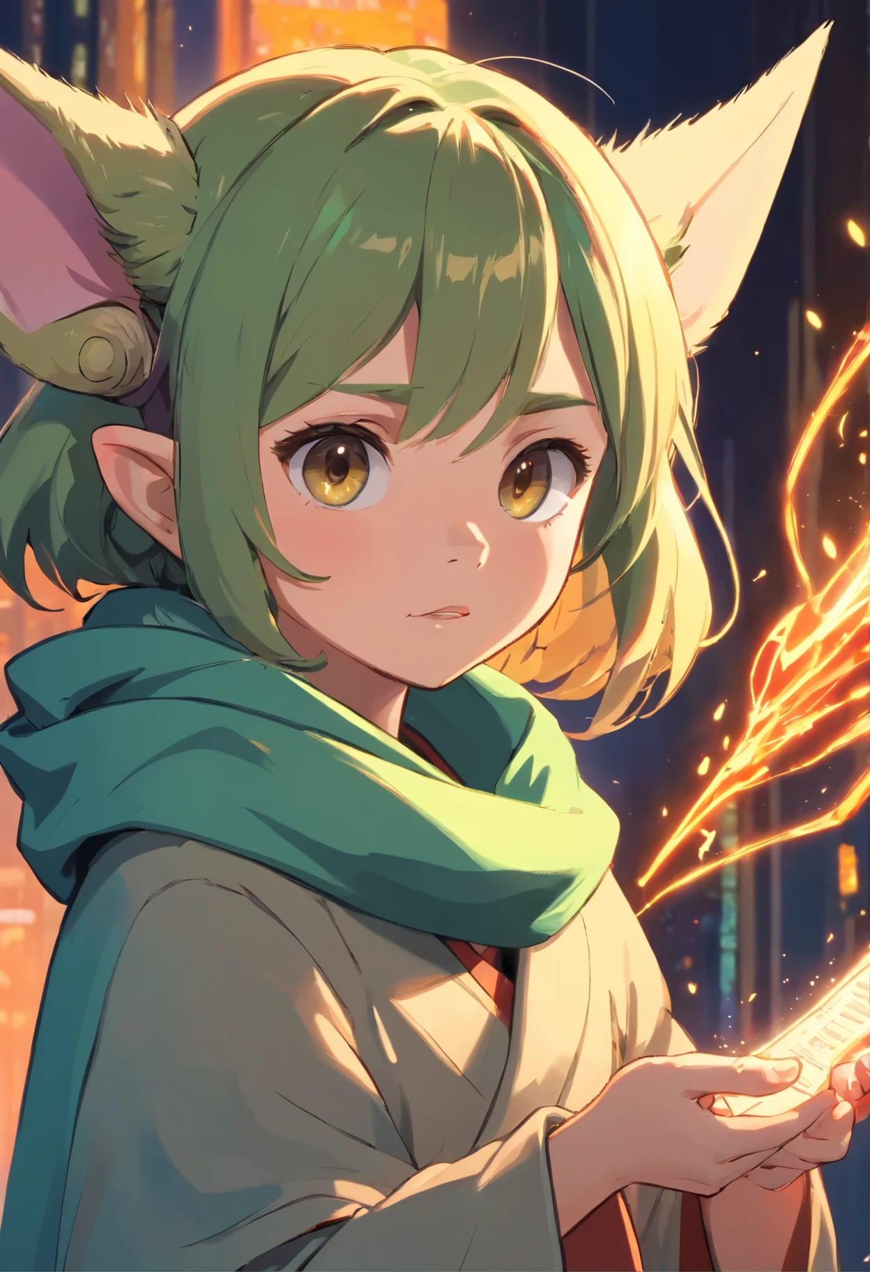 Close-up of Yoda wearing a scarf., greta thunberg as Gollum, Pouting gaze :: octane number, portrait of an elf, photo of demon Gollum, Gollum, donald trump as Gollum, Portrait of a Goblin, Yoda Fantasy Art Portrait, charming digital painting, portrait of a gnome called eldon, Cheburashka, Impulse, cardiac impulse, tachycardia, heart beat, impi