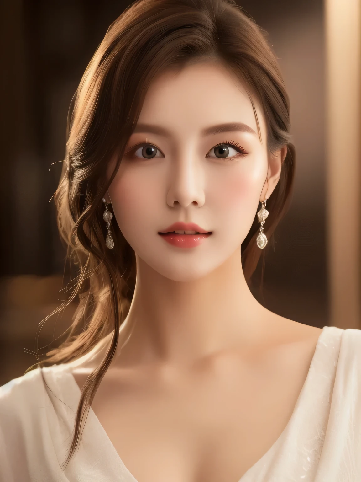 (highest quality,8K,masterpiece,realistic),professional lighting,
big breasts,
realistic skin,fine skin,
narrow eyes,lip gloss,False eyelashes sexy look,sexy look,
decorative panel,