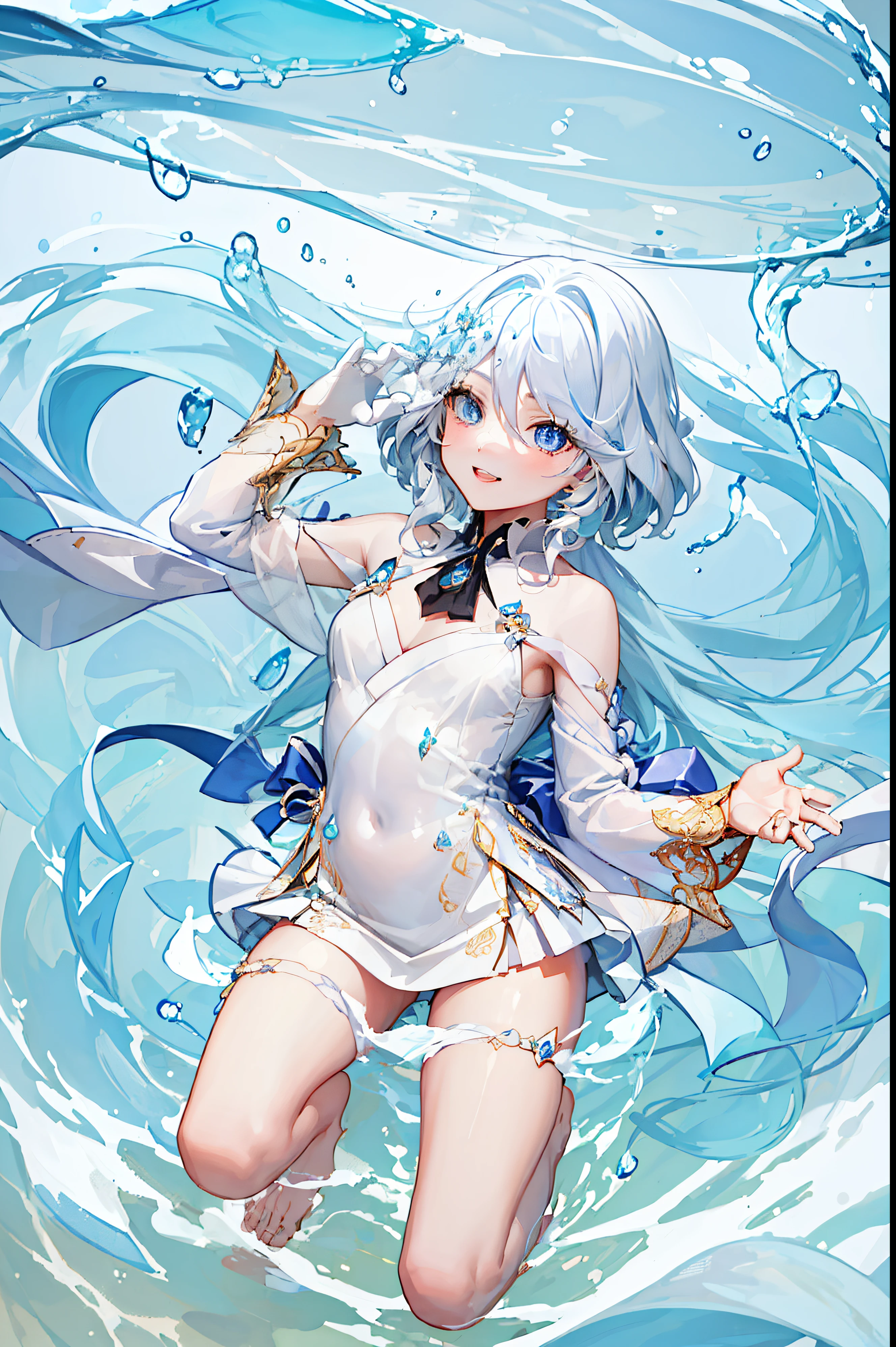 (exquisite and delicate:1.5) Under the setting sun,likeい女の子がビーチに静かに立っています。swaying in the breeze,There is a faint aroma in the air。her eyes sparkled like opals,The students emitted a mysterious light。She had a warm smile on her face,that's like having infinite happiness。彼女は👘を着ていました,Simple and elegant,that brings out her pure temperament。彼女はthatを短い着物のスカートと合わせて着ています,like々Show your sweet and energetic side。She was barefoot,step on soft sand,Feel the sea breeze,that's as if you're one with nature。((exquisite and delicate))(Gorgeous,rich in details:1.5) Art painting,1 female,雪like白い髪,scattered over her shoulders,Her blue eyes shone with a mysterious light.。She smiled、showed off a charming smile,彼女は雪like青い着物を着ていた.,The lower body is a short light skirt。she stepped barefoot on the soft ground,show her graceful attitude。she has no ornaments、flashing with a faint light,thatは彼女に神秘的な魅力を加える。The whole picture is full of detailed light and shadow effects,emphasize her beauty and nobility,that's like an elf in fairyland。(masterpiece:1.5)