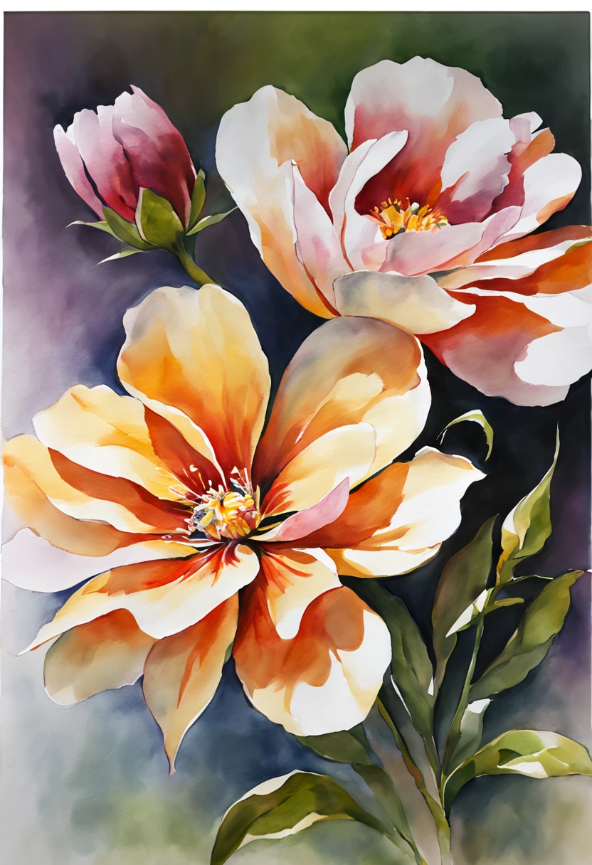 a painting of flowers painted in watercolor